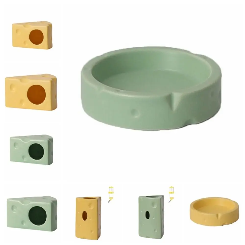 Multipurpose Creative Hamster Hideout Cheese Shape Ceramics Hut Feeding Dish Cute Decorative Hamster Feeder Small Animals