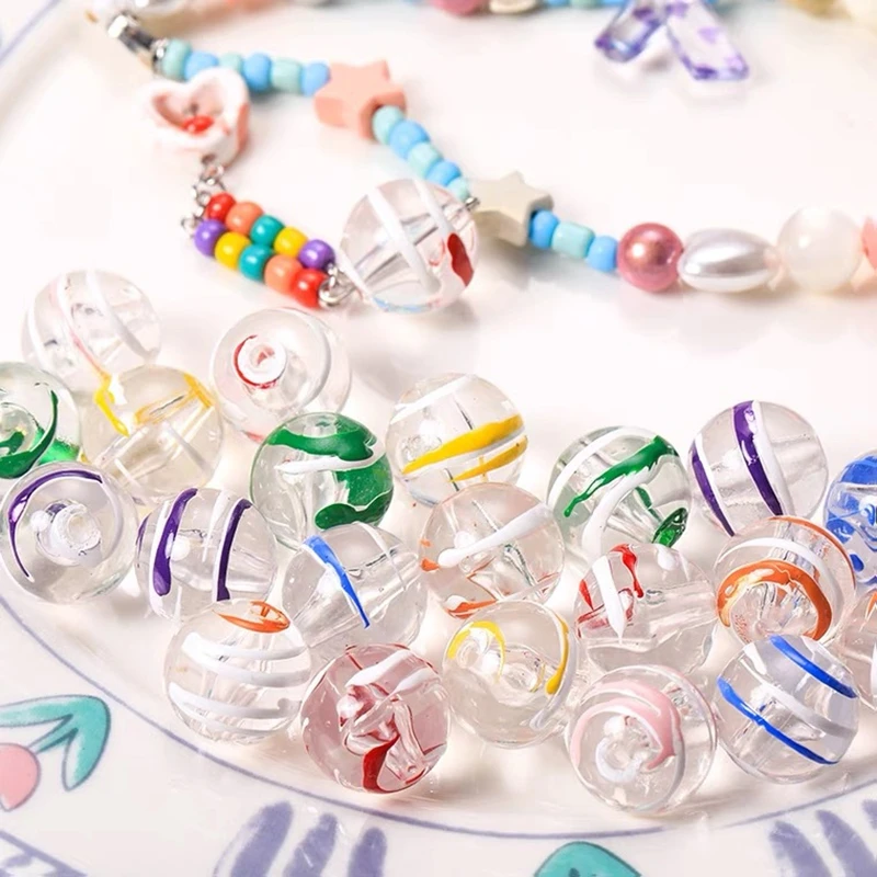 16mm 10pcs Handpainted Drop Oil Wind Bell Transparent Beads DIY Ear Jewelry Bracelet Necklace Beads Accessories Materials