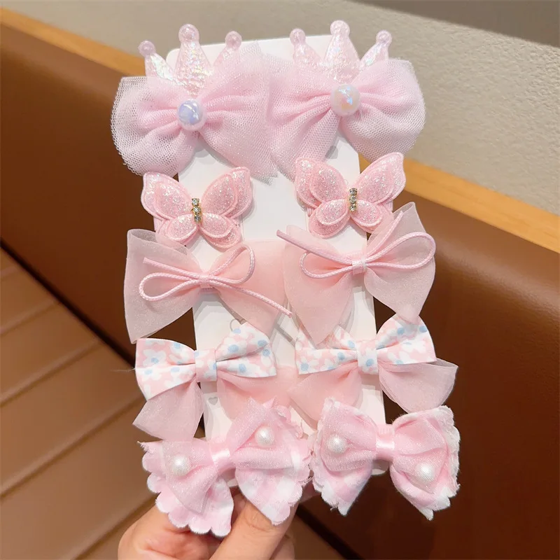 【 10-Piece Set 】 Fashion Cute Bows Flowers Clips For Girls Baby Hair Accessories Sets Children\'s Sweets Pinches Hairpin