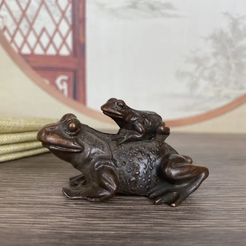 

Antique Toad Mother Child Figurines Miniatures Tea Pets Desktop Ornaments Animal Frog Small Statue Lucky Home Decorations