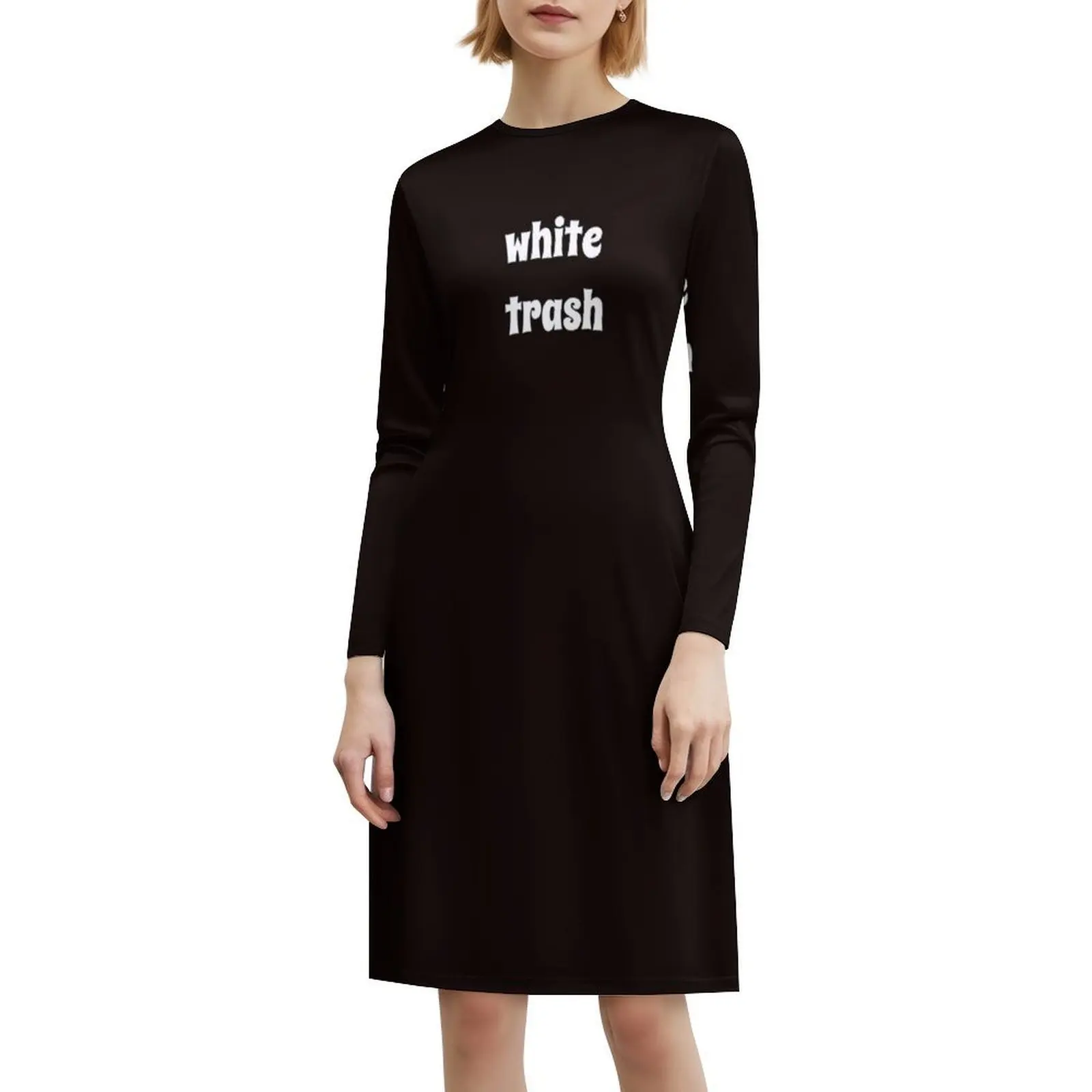 فستان كاجوال على الطراز الكوري بحروف بيضاء من القمامة البيضاء للنساء فساتين بسيطة يومية للمكتب للسيدات قمامة بيضاء مضحكة سياسية