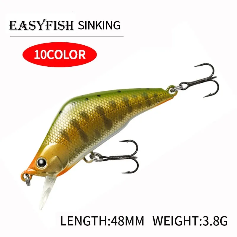 Easyfish 1 pçs luya isca mino48mm/55mm/de longo alcance submerso isca falsa poleiro de água doce biônico isca falsa