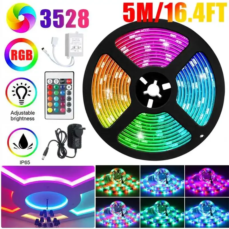 LED Light Strips RGB 3528 IR Remote Controller Flexible BackLight Night light String For Bed