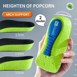 Memory Foam Height Increase Insoles for Men Women Shoes Flat Feet Arch Support Orthopedic Insoles Sneakers Heel Lift Care Insole