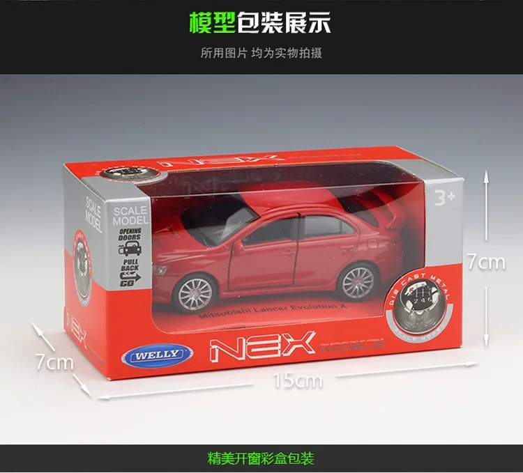 Welly 1:36 Mitsubishi Lancer Evolution X liga puxar para trás brinquedos modelo de carro veículos B24