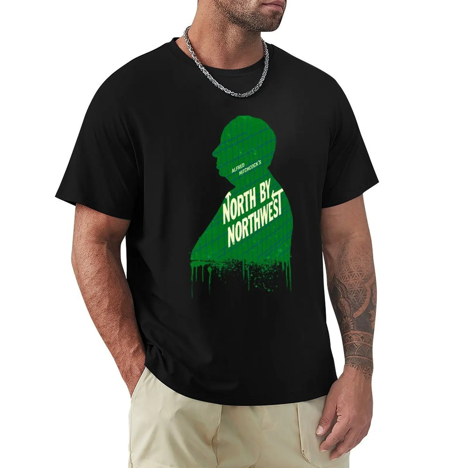 Alfred Hitchcock's North by Northwest by Burro T-Shirt Basic Simple Design Short Sleeve Shirt