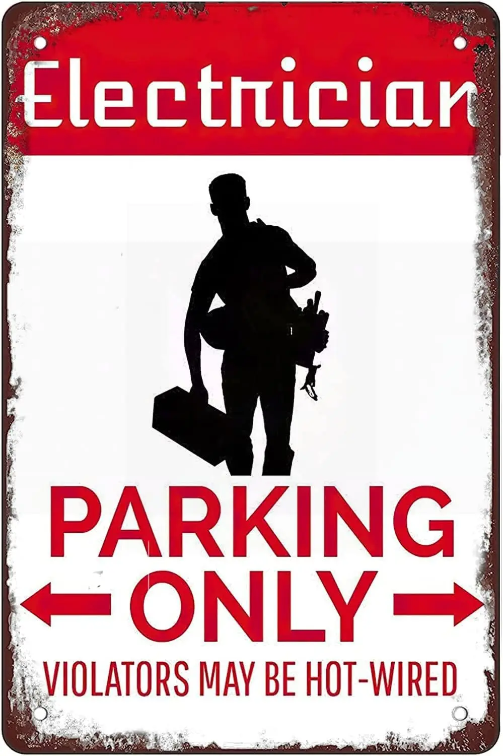 QIRIUS Metal Sign Electrician Parking Tin Signs Wall Decor Fun Decoration for Home Kitchen Bar Vintage Retro Plaque Posters sign
