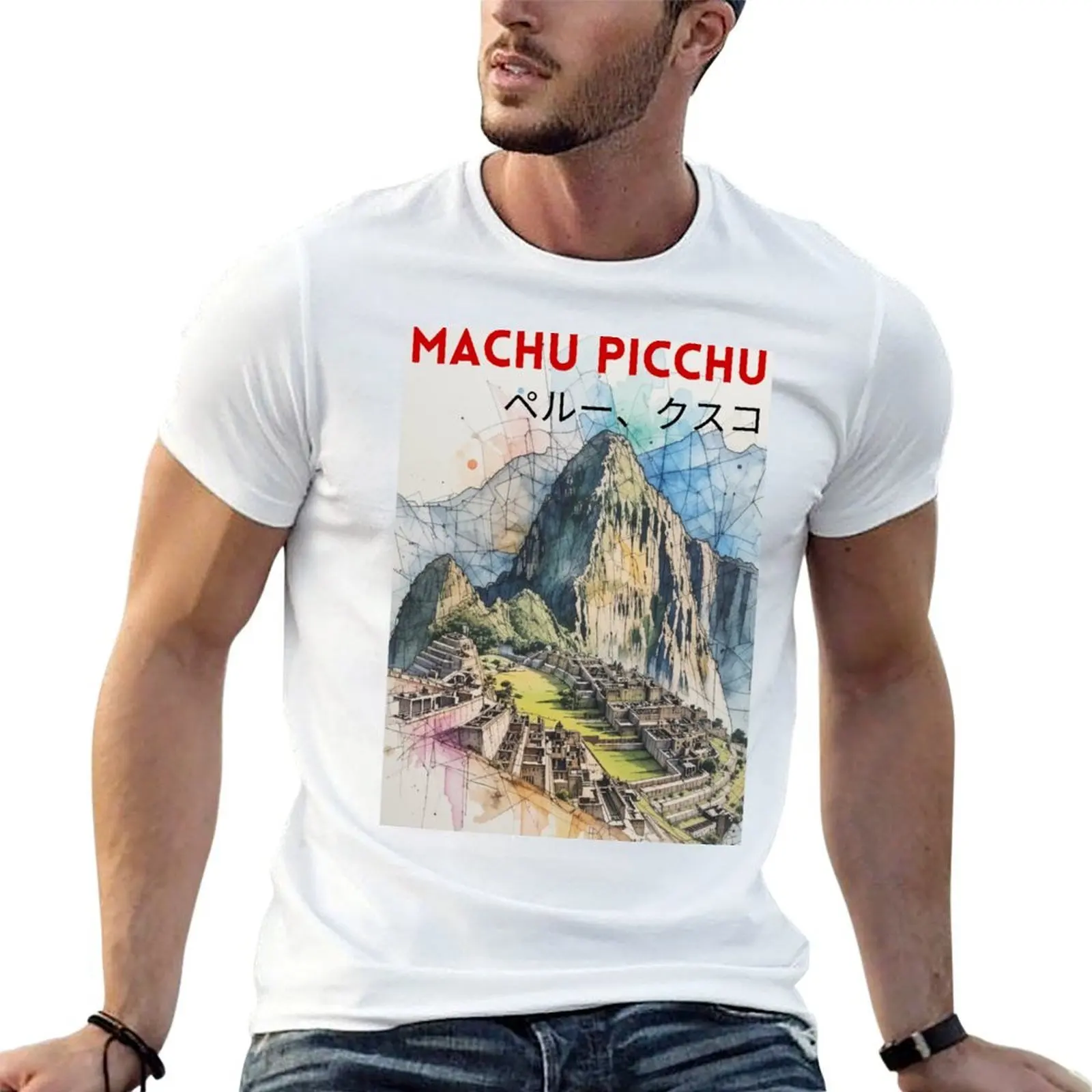Machu Picchu Japanese Anime Art T-Shirt plus sizes graphics funny t shirts men