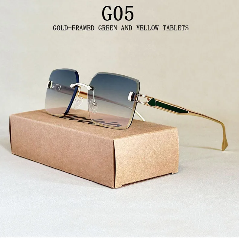 2023 randlose Sonnenbrille Frauen Trendy Vintage Quadratische Mode Gläser Sonnencreme Lentes De Sol Mujer Lunette Soleil Femme Zonnebril – Detail 10