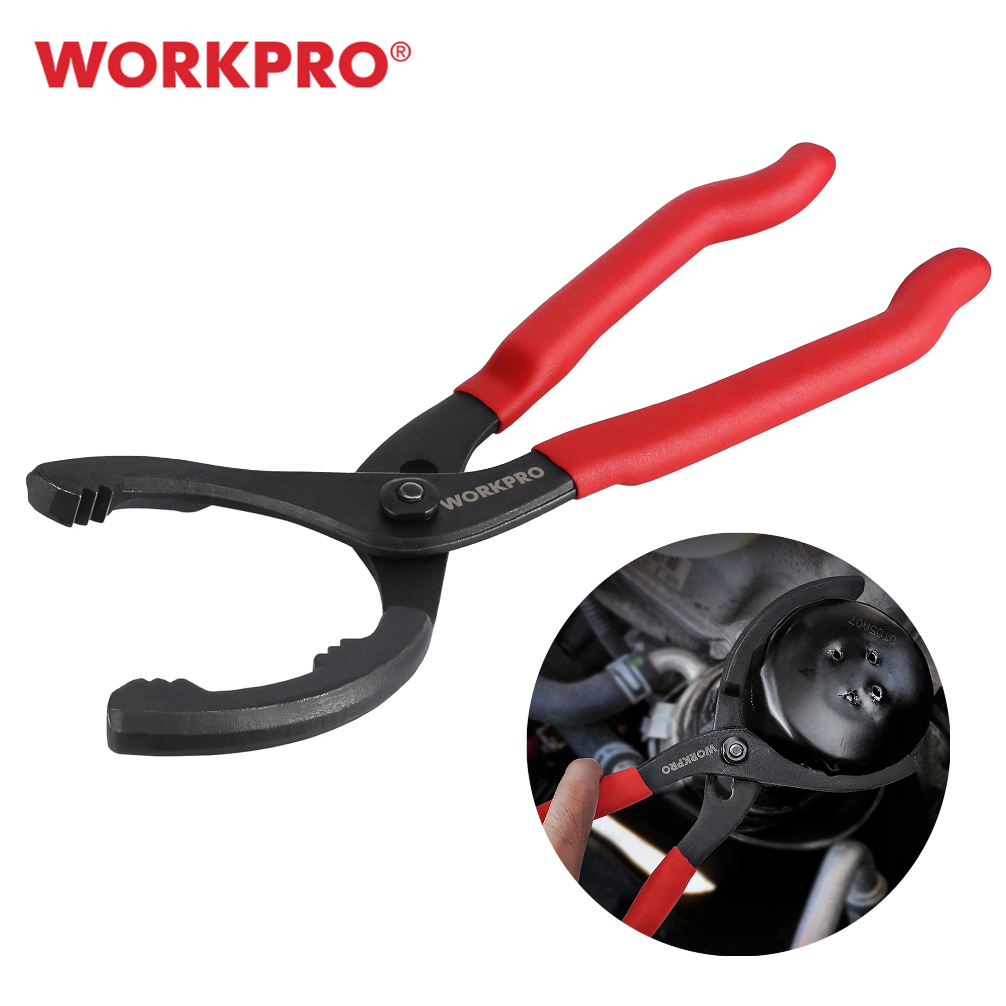 WORKPRO-Alicate De Filtro De Óleo Ajustável, Chave Tipo Braçadeira, Ferramentas Manuais, Removedor De Filtro De Óleo, Ferramenta De Desmontagem Para Caminhão, Reparação De Carro, 12"