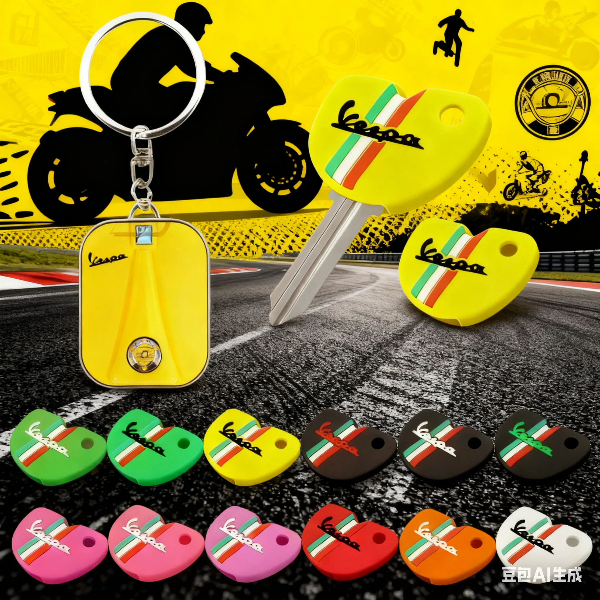 Funda de silicona para llave de motocicleta, soporte colgante para llavero para Vespa GTS 300 250 200 gtv 946 Primavera LX150 para Piaggio 125 150