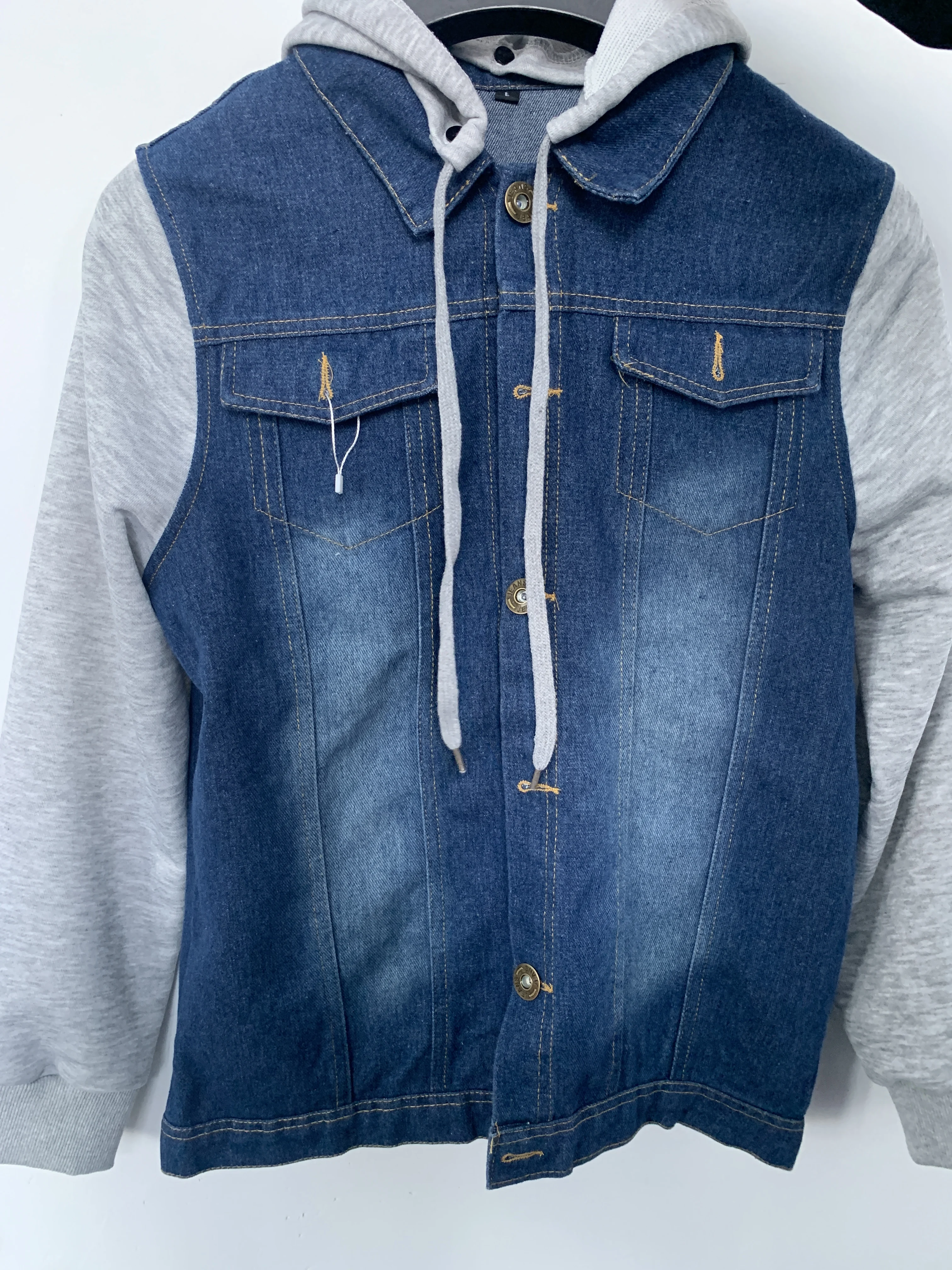 2024-2025 Fashionable Men\'s Korean Denim Slim Fit Top Men\'s Trendy Slim Fit Jacket Men\'s Casual Versatile Hooded Jacket