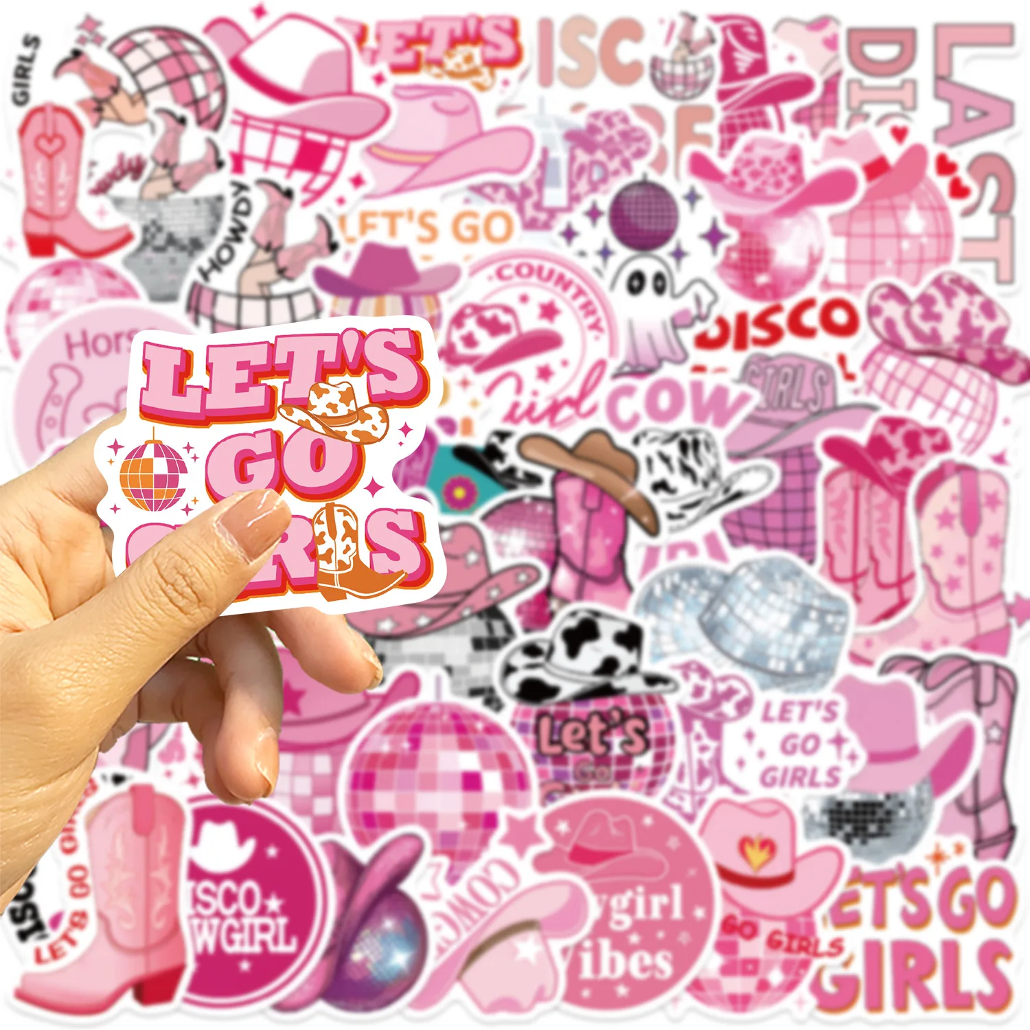50 SZTUK Naklejek Disco Cowgirl Różowe DIY Dekoracje Disco Kreskówkowe Zabawki dla Dzieci Laptop Gitara Samochód Rower Deskorolka Naklejki Graffiti