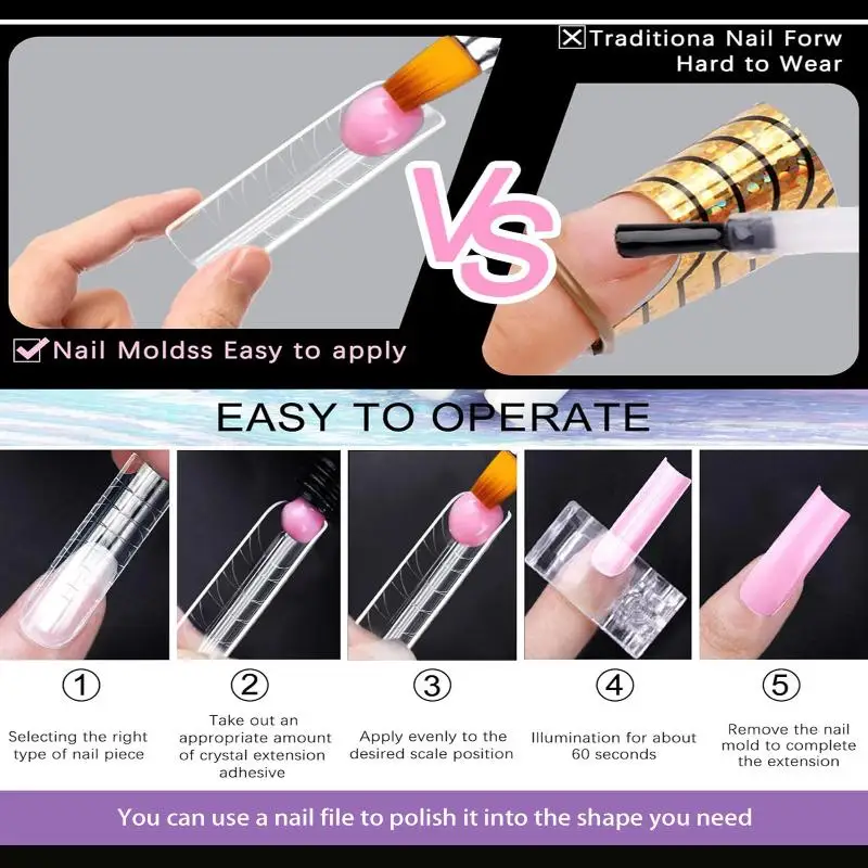 140 pçs/caixa formas de unhas conjunto colorido formas de unhas completas moldes superiores dicas para unhas formas de extensão de gel falso molde de construção ferramenta da arte do prego