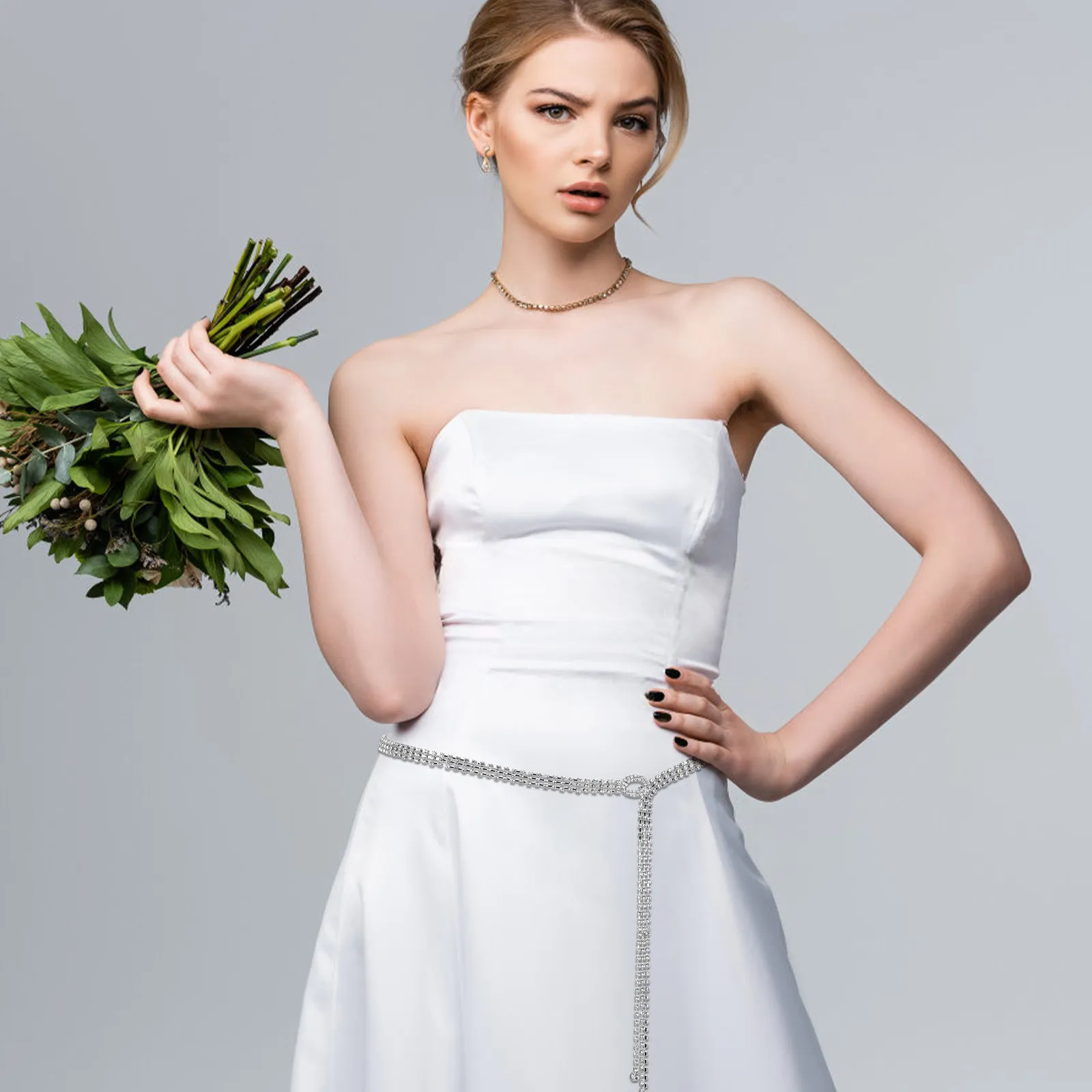 

Регулируемый пояс-цепочка со стразами, блестящая цепочка на талию, украшение для тела, для свадебного платья, вечеринки, торжественных мероприятий