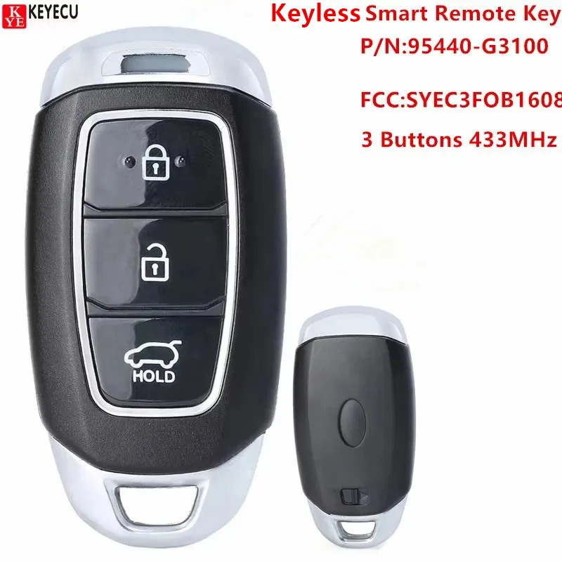 KEYECU Smart Remote Control Car Key With 3 Buttons 433MHz 4A for Hyundai I30 2017 2018 2019 2020 Fob 95440-G3100 SYEC3FOB1608