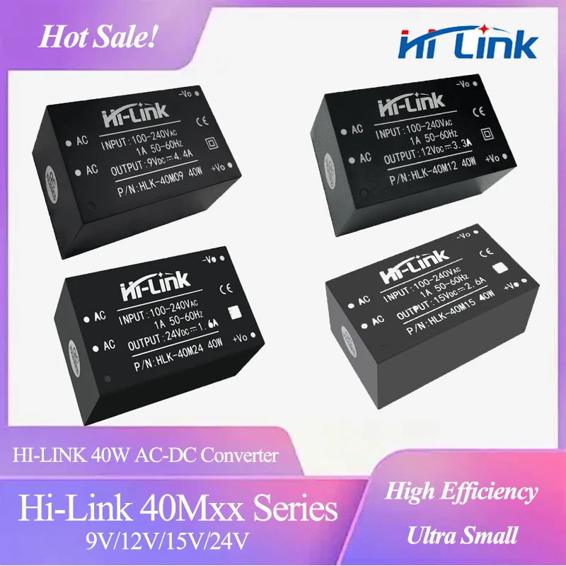 

10PCS Hi-Link HLK-40M09/12/15/24 40W AC-DC Power Module 5V/9V/12V/15V/24V Ultra-Small High-Efficiency Isolated Power Supply