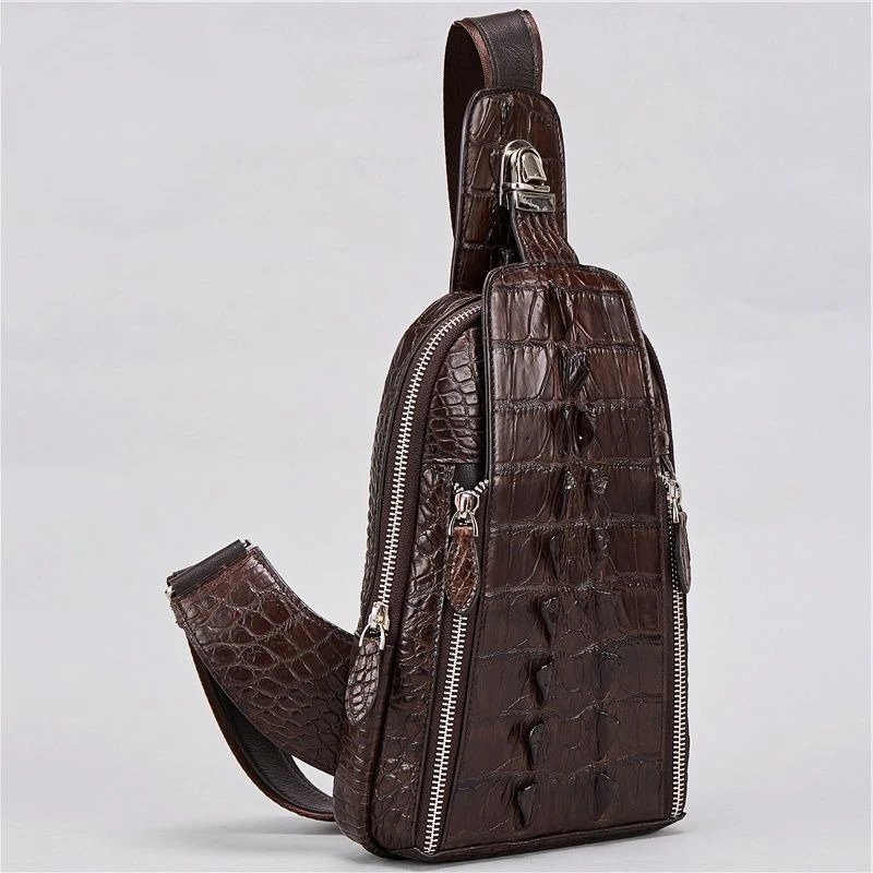 

New Fashion Crocodile Genuine Leather Men Waist Packs Casual Chest Bags High Quality Boy Brand Design Chest Shoulder Package