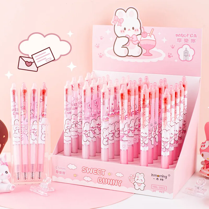 

36pcs/lot Kawaii Rabbit Erasable Gel Pen Cute 0.5mm Signature Pens School writing Supply Promotional Gift