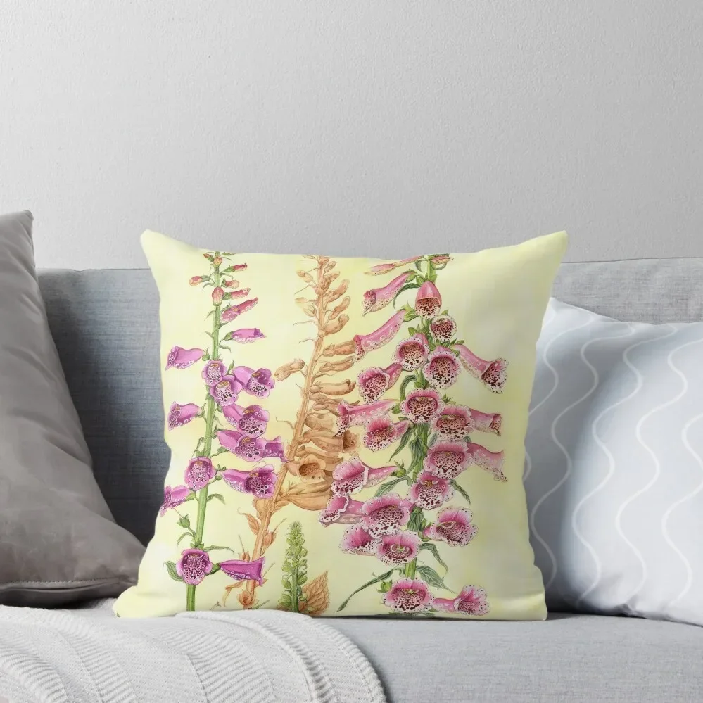 

Foxgloves (watercolour on paper) Throw Pillow Elastic Cover For Sofa Cushions pillow