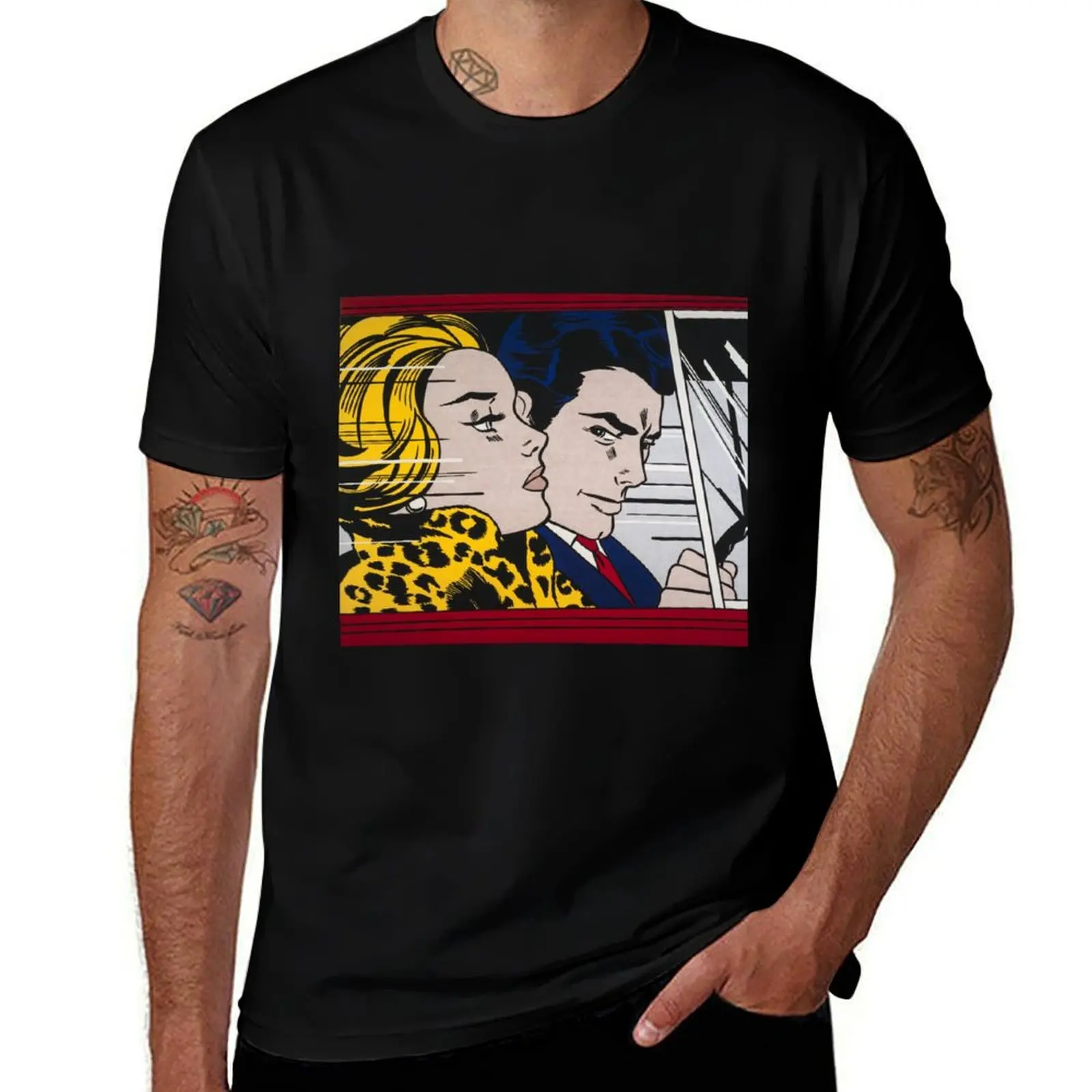 

Lichtenstein Poster Wall Art In the Car Pop Art Print Modern Wall Decor T-Shirt man t shirt cotton t shirt man luxury T-Shirt