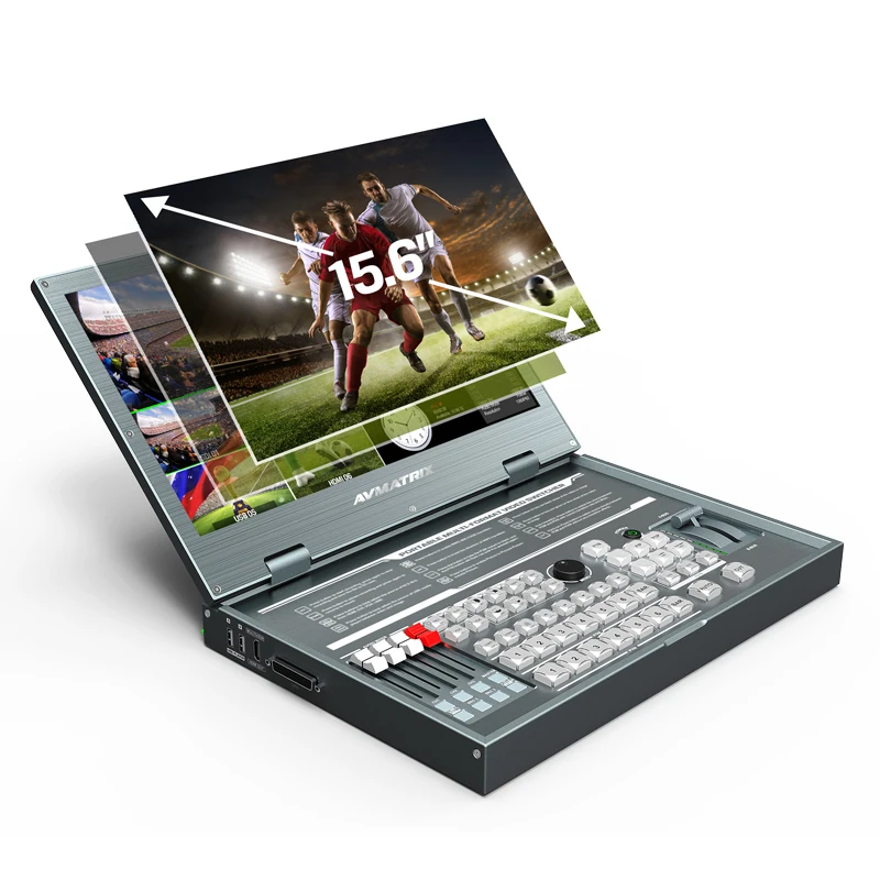 15.6 Inch Portable Full HD Audio Visual Equipment 6 Channels Video Splitters & Converters Chroma Luma Key Mixer & Switcher
