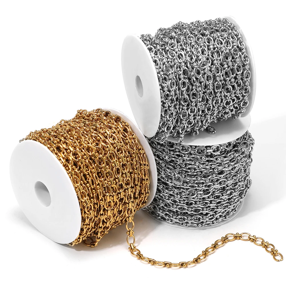 

1Meter Stainless Steel Gold Plated Oval Chain Cuban Link Chain for Punk Jewelry Making DIY Bracelet Collarbone Necklace Findings