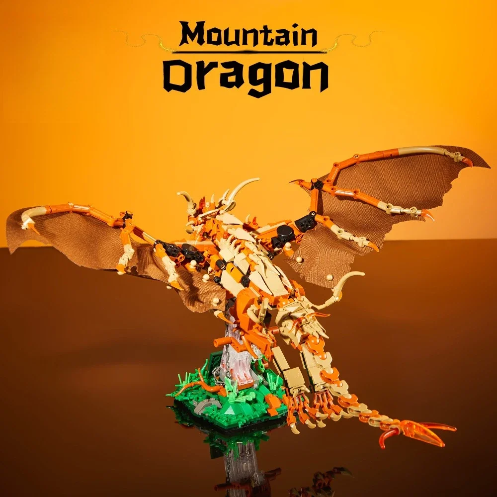 Moc animal mágico montanha dragão 886 pçs blocos de construção diy criativo modelo mágico kit brinquedo presente para crianças