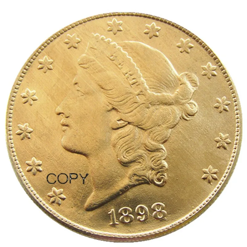 US 1898 With Motto, TWENTY DOLLARS on Reverse 100% Brass Copy Coin