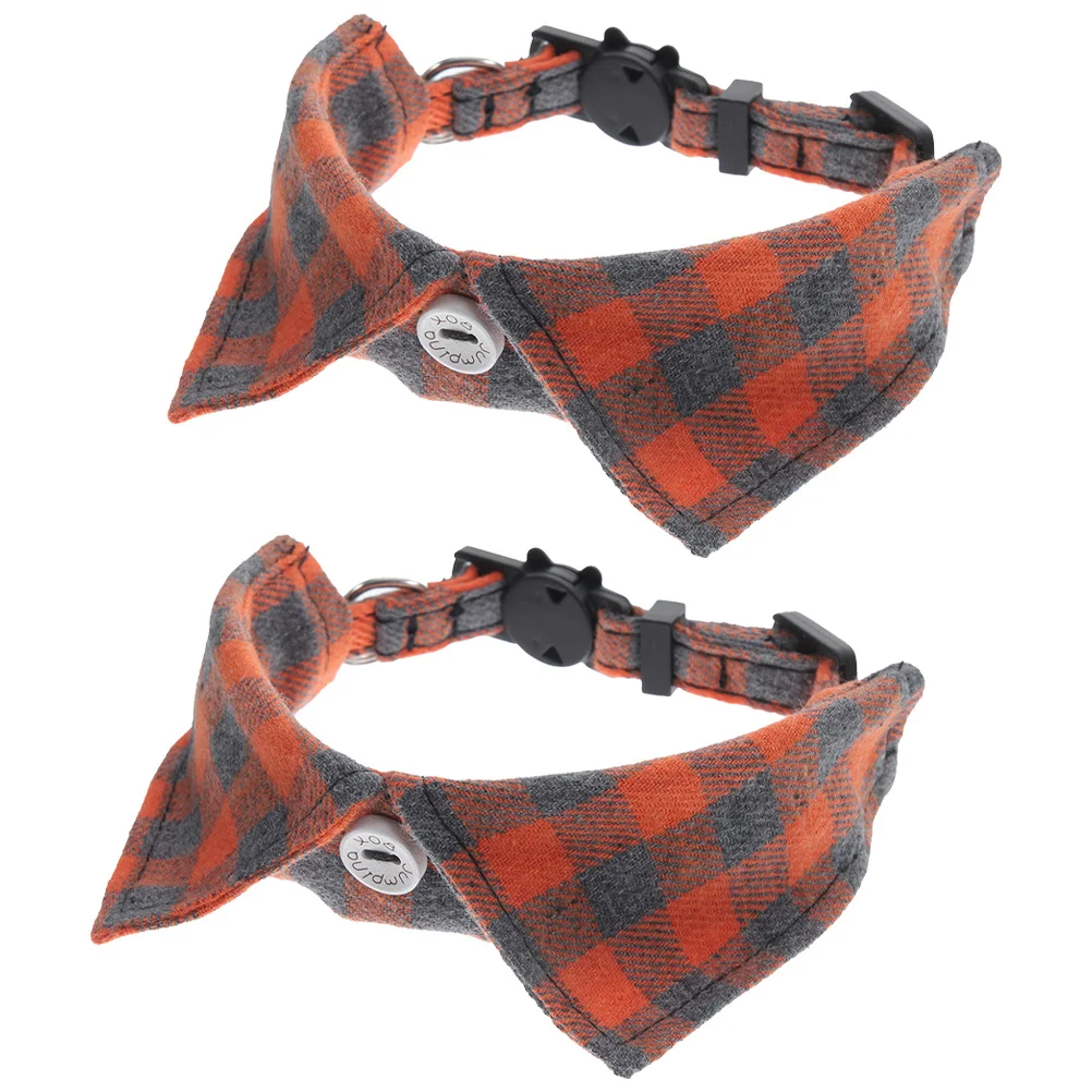 

2Pcs Exquisite Kitten Collar with Bell Fresh Color Adjustable Decorative Cat Neck Collar Comfortable Safety Buckle