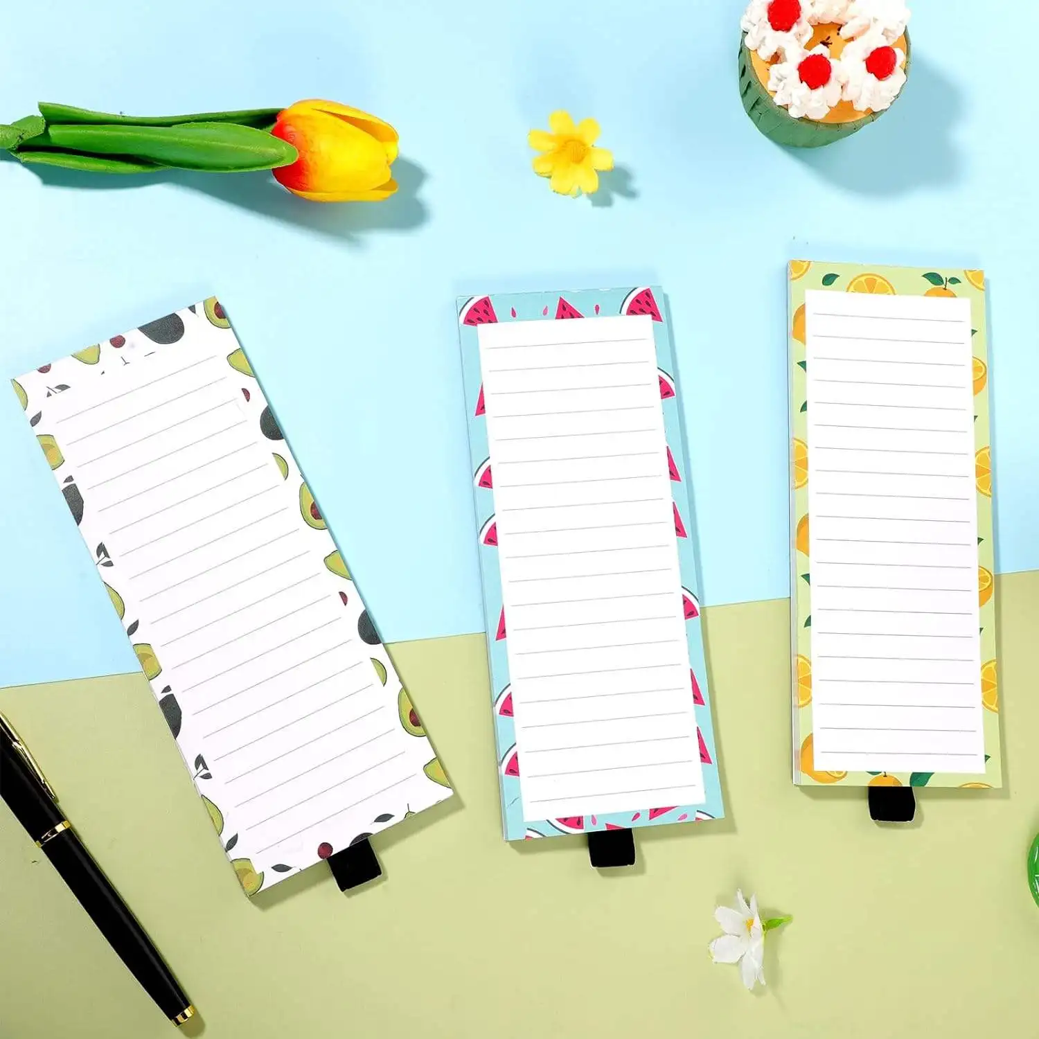 3 unids/set Bloc de notas magnético personalizable Bloc de notas divertido y funcional para compras de comestibles imán para nevera toma de notas