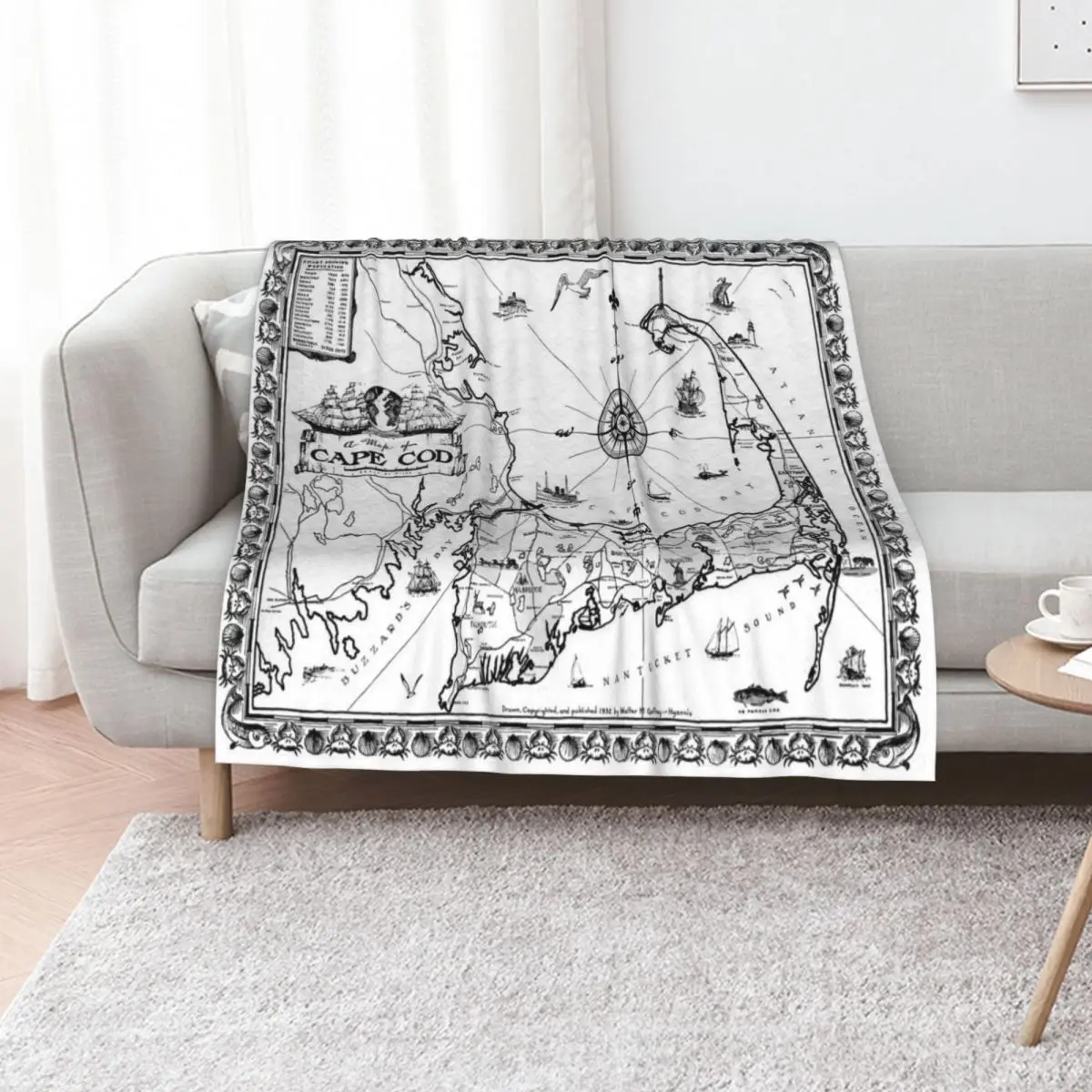 Vintage Map of Cape Cod BW Throw Blanket decorative Beach Soft Beds Decoratives Soft Big for sofa Blankets