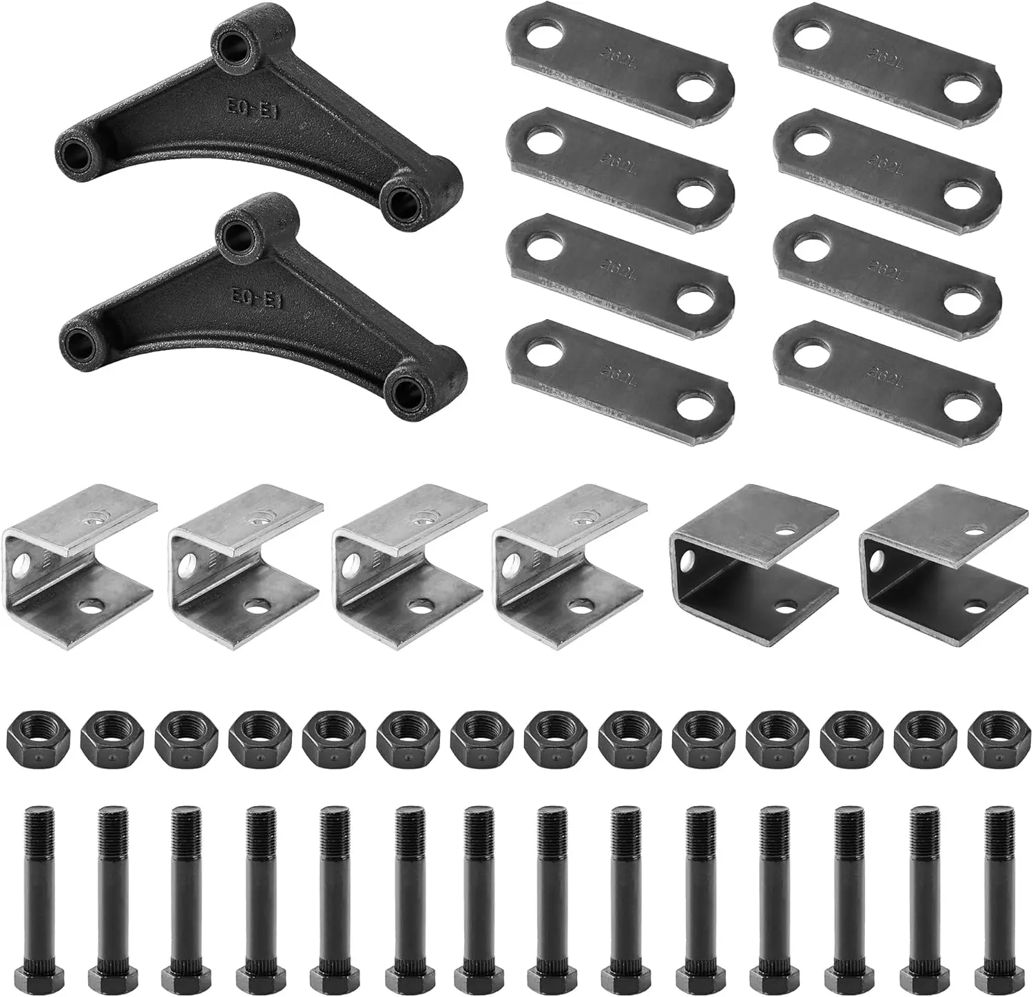 

2-Pack Trailer Axle Equalizer Kit with 262L Shackle Straps, Fits 3500lb-7000lb Double Eye Springs