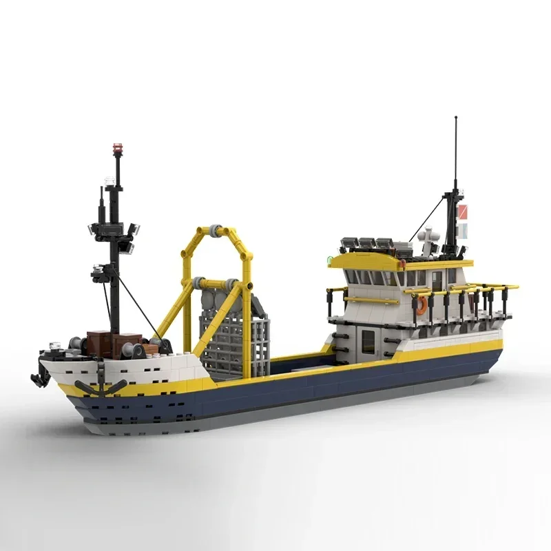 Industrial Ships Model MOC Building Bricks Fish For Shellfish Dredge Modular Technology Gifts Holiday Assemble Children Toy Suit