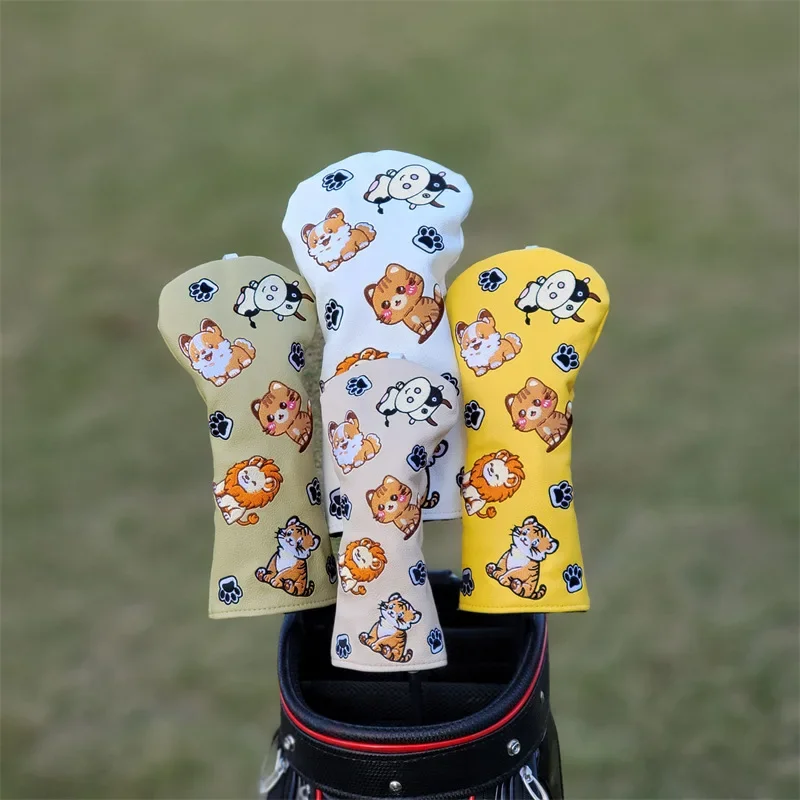 

Golf Club Covers - Cartoon Puppy, Kitty Driver and Putter Covers, Unisex Scratch-resistant PU Leather Covers