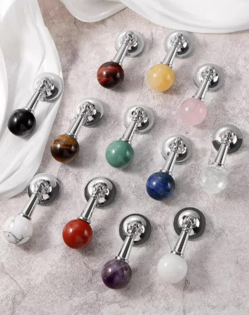 Natural Crystal Pendant Shape Furniture Handle Brass Door Drawer Knobs Cabinet Handles For Kitchen Wine Cupboard Wardrobe Pulls