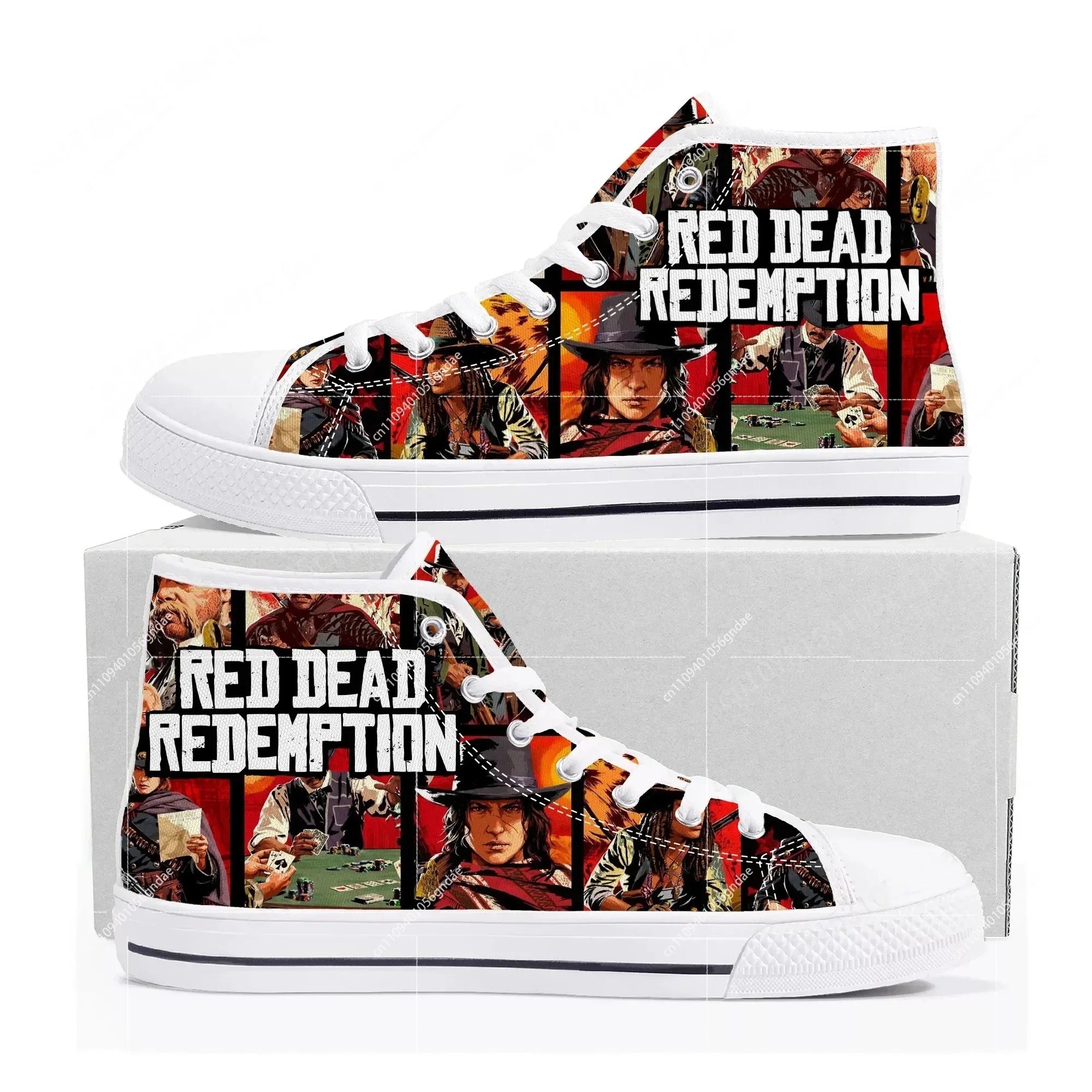 Video Game Red Dead Redemption High Top Sneakers Men Women Teenager High Quality Canvas Shoes Casual Fashion Tailor Made Sneaker