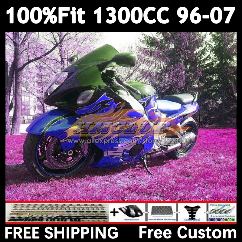 Body For SUZUKI GSXR 1300 GSXR1300 flames blue Hayabusa 96 97 98 99 00 01 36No.213 GSXR-1300 02 03 04 05 06 07 1996 2007 Fairing