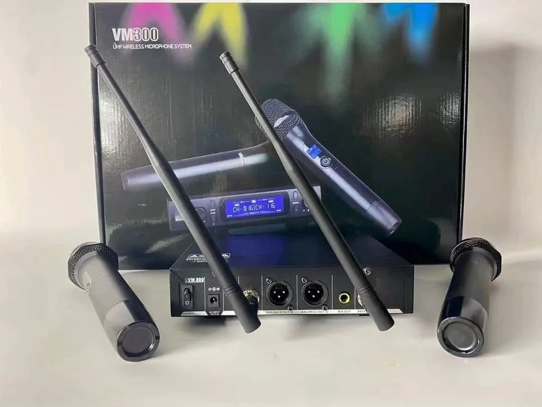 VM300 UHF dual 2channel channel wireless microphone Long distance transmission wireless system mic For Stage Performance