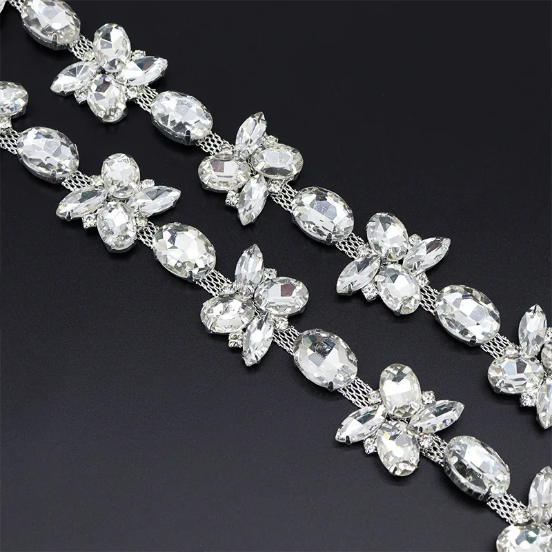 

1 Yard Marquise Rhinestone Chain Trim Appliqué DIY Cocktail Rhinestone Clothing Accessories High-End Patterned Claw Chain