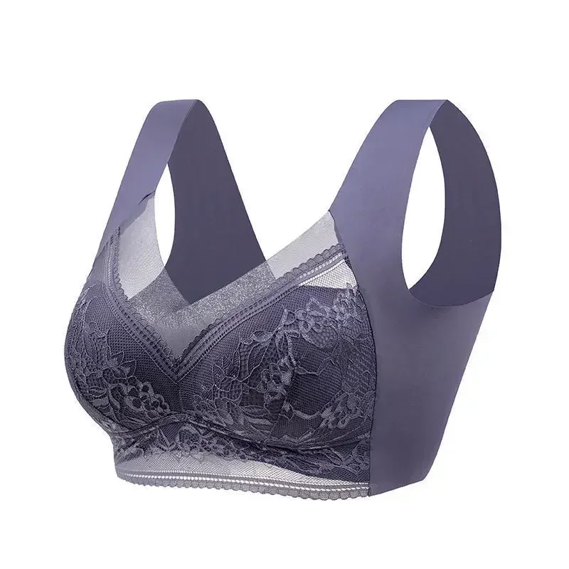 Breathable Bra with Large Breasts and Beautiful Back Anti-sag Fixed Cup No Underwire All-in-one Seamless Underwear