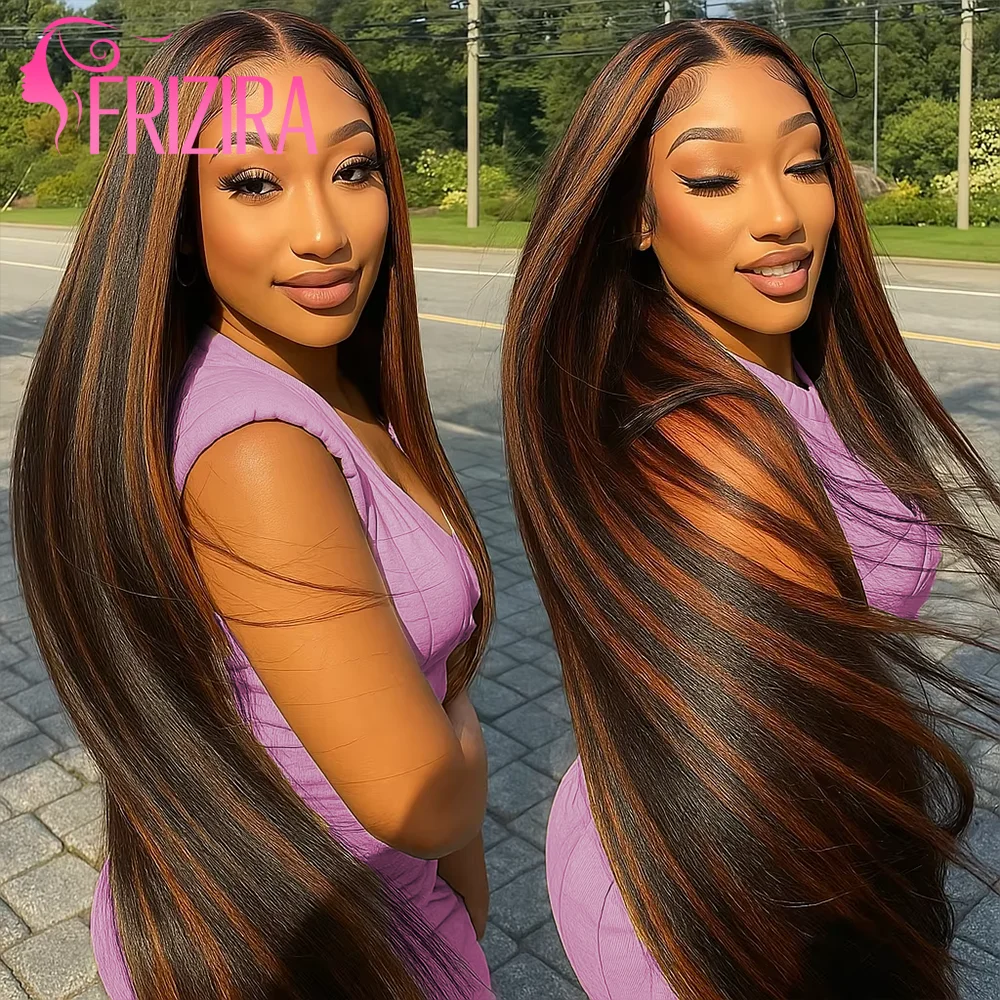 

Highlight Ombre Straight Hd Lace Frontal Wig 13x6 HD Lace Frontal Wig 200 Density 1B/30 Pre Plucked Brazilian Human Hair