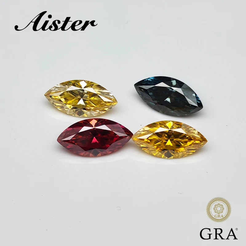 NEW Colors Marquise Cut Moissanite Stones VVS1 Passed Diamond Tester with GRA Report