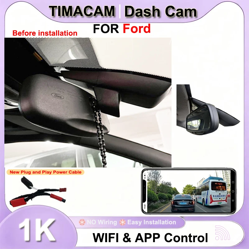 TIMACAM 1K 1080P Wifi Plug and Play Dash Cam Car DVR for Ford Focus 2 mk2 for Ford kuga 2006 2007 2008 2010 2012 2017 2018 2019