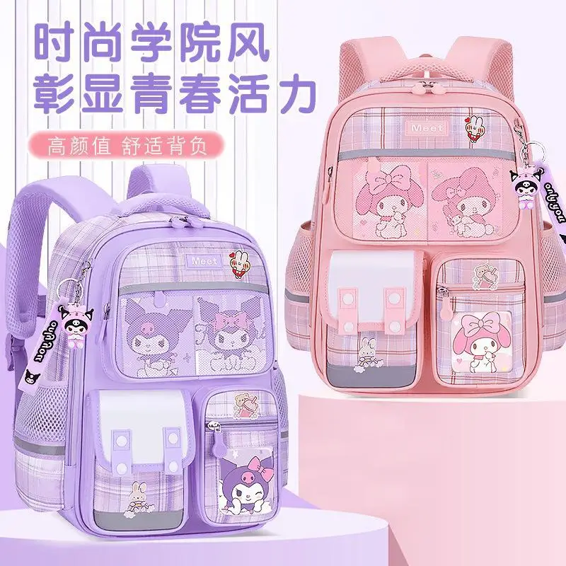 

Cartoon Sanrios Kuromi My Melody Children Backpack Spinal Protection Lighten The Burden Good-Looking High-Capacity Schoolbag