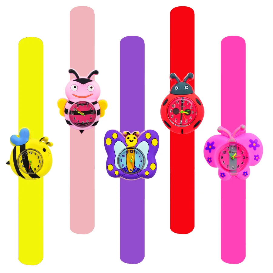 Relógio de borboleta dos desenhos animados infantil, bracelete joaninha 3D, relógios estilo abelha, presente de aniversário para criança, relógio de 2-14 anos, novo, 2022