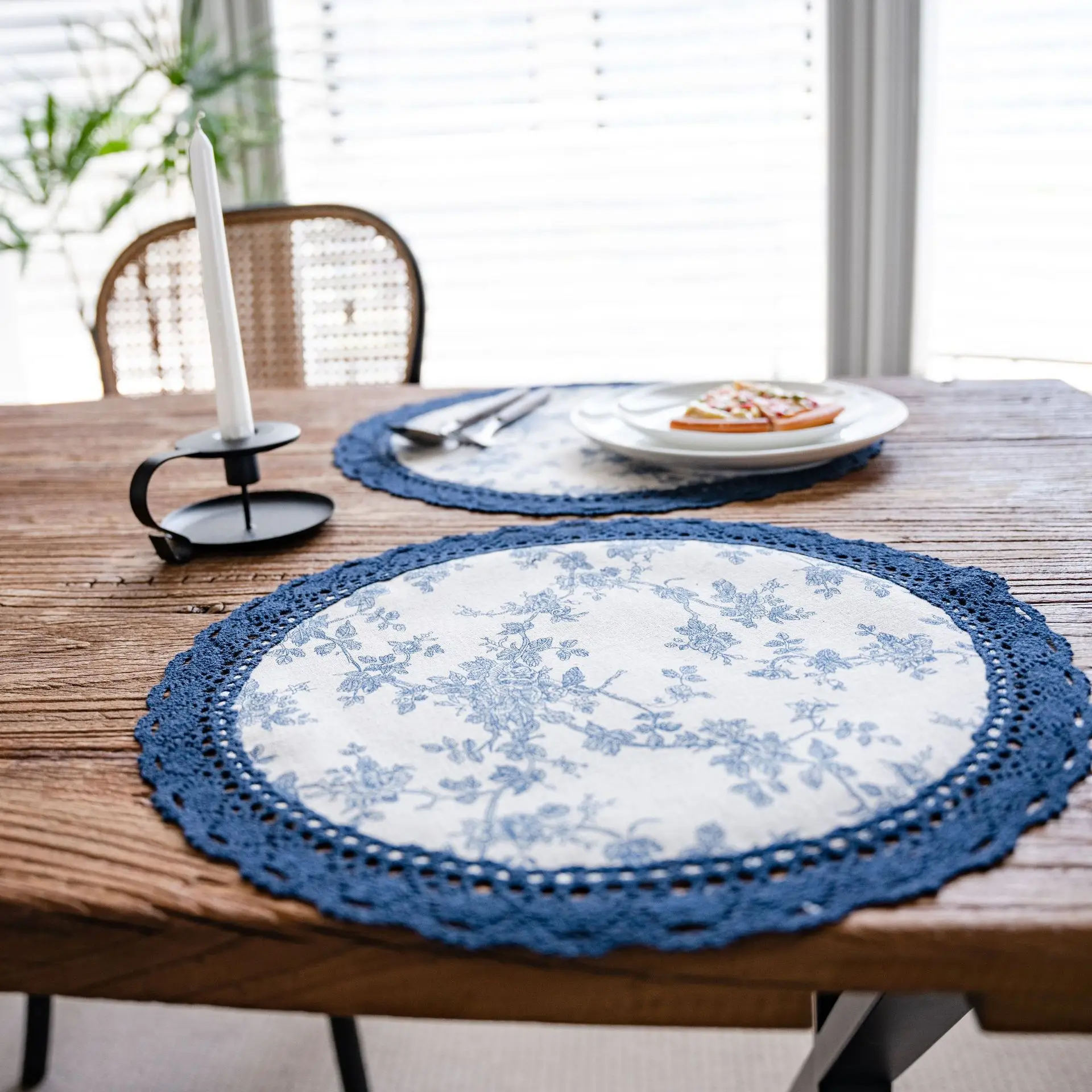 Dinning Table Decoration Table Runner Birthday Party Home Printing Pastoral Blue Rose Flower Tea Table Runner Table Cover