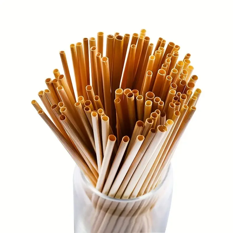 High-quality natural wheat straw drinking straws, 100 pieces, biodegradable and disposable, suitable for parties, weddings, and