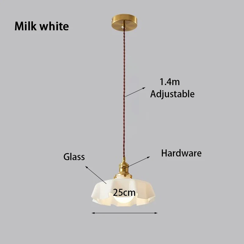 Moderne glazen bloem lange hanglamp met schakelaar aluminium volledig koperen lampkop slaapkamer nachtkastje en eetkamerverlichting