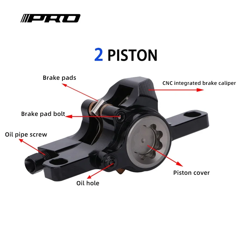 IIIPRO E2 Bicycle Hydraulic Disc Brake 2 Piston MTB Brakes Caliper Mountain Bike Oil Pressure Brake 800/1550mm Front Rear Brake